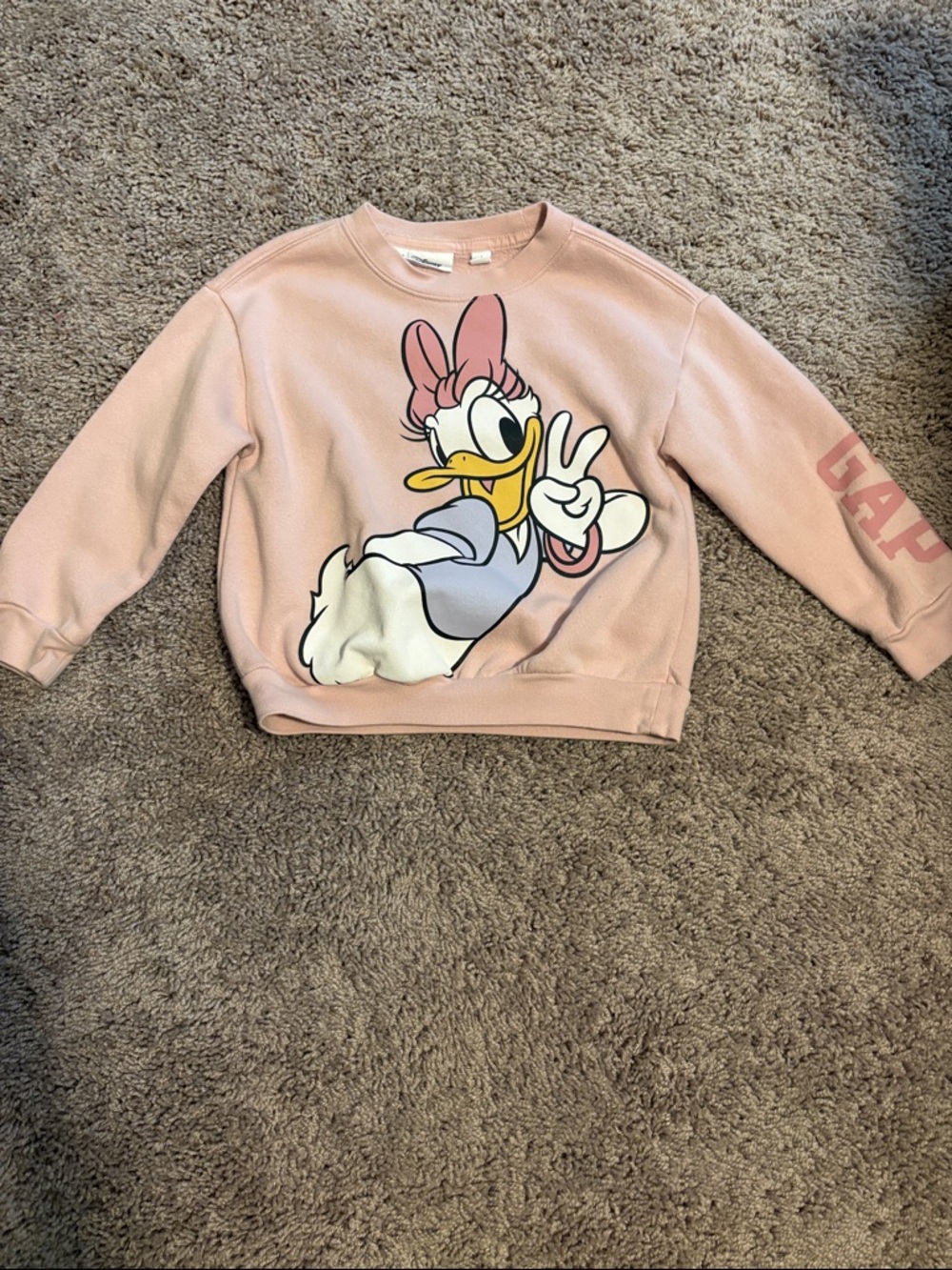 GAP Pink Daisy Duck Pullover Sweatshirt